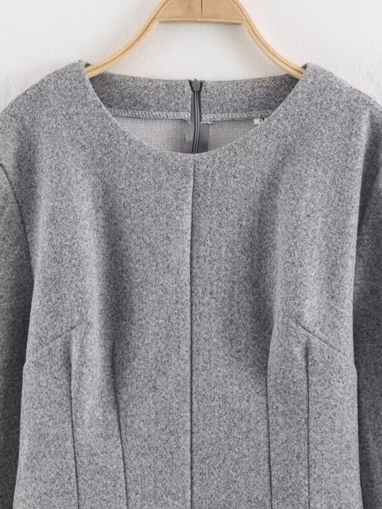 Women Clothing Summer Fashionable Simple Flared Long Sleeve Design Waist Dress