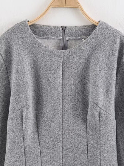 Women Clothing Summer Fashionable Simple Flared Long Sleeve Design Waist Dress