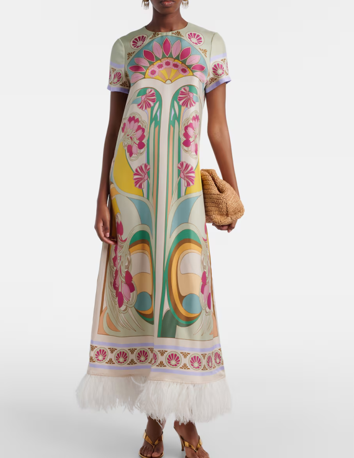 Summer Women Clothing French Printed Stitching Furry Half Sleeve Dress