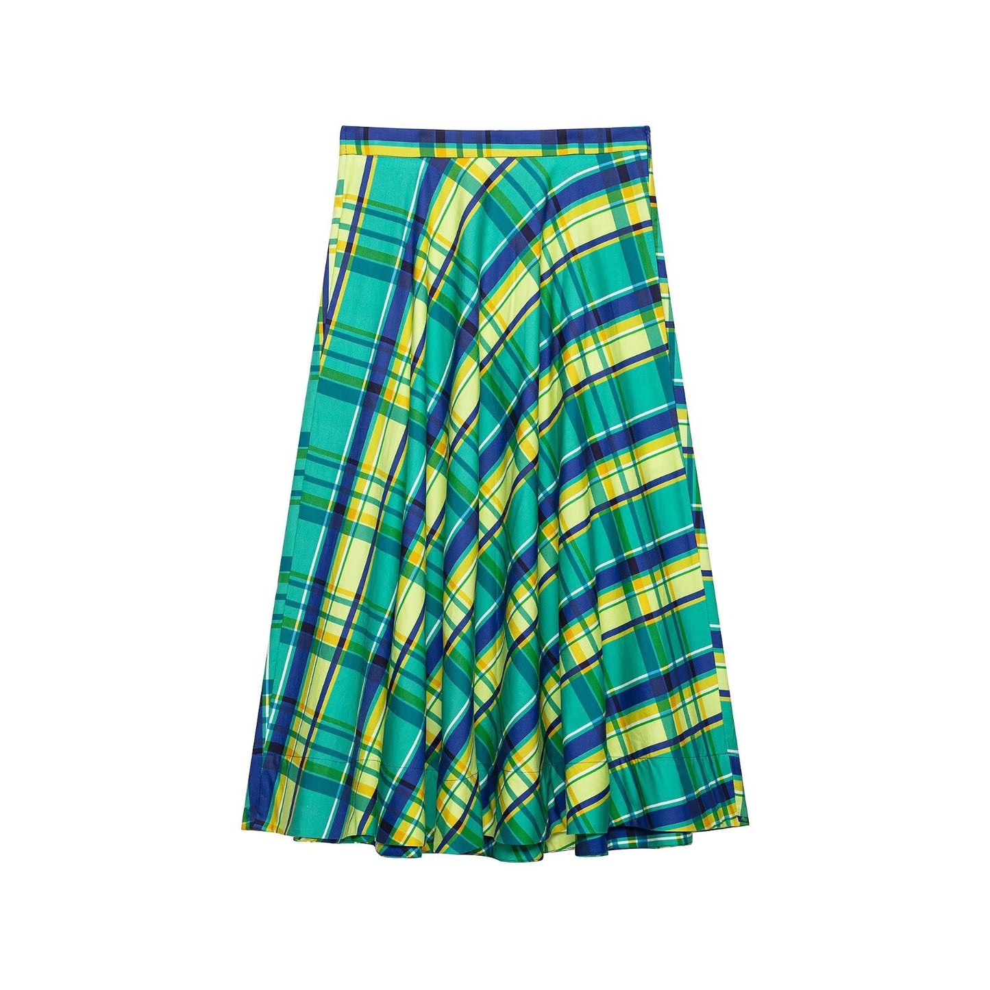 Women Clothing Summer Casual All Match Mid Waist Plaid A line Skirt Women