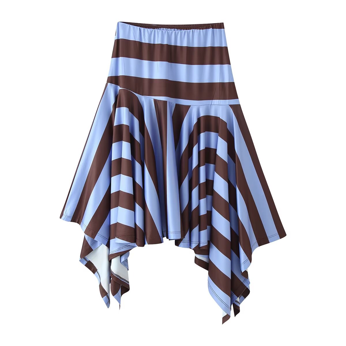 Women Clothing Western Striped Asymmetric Skirt