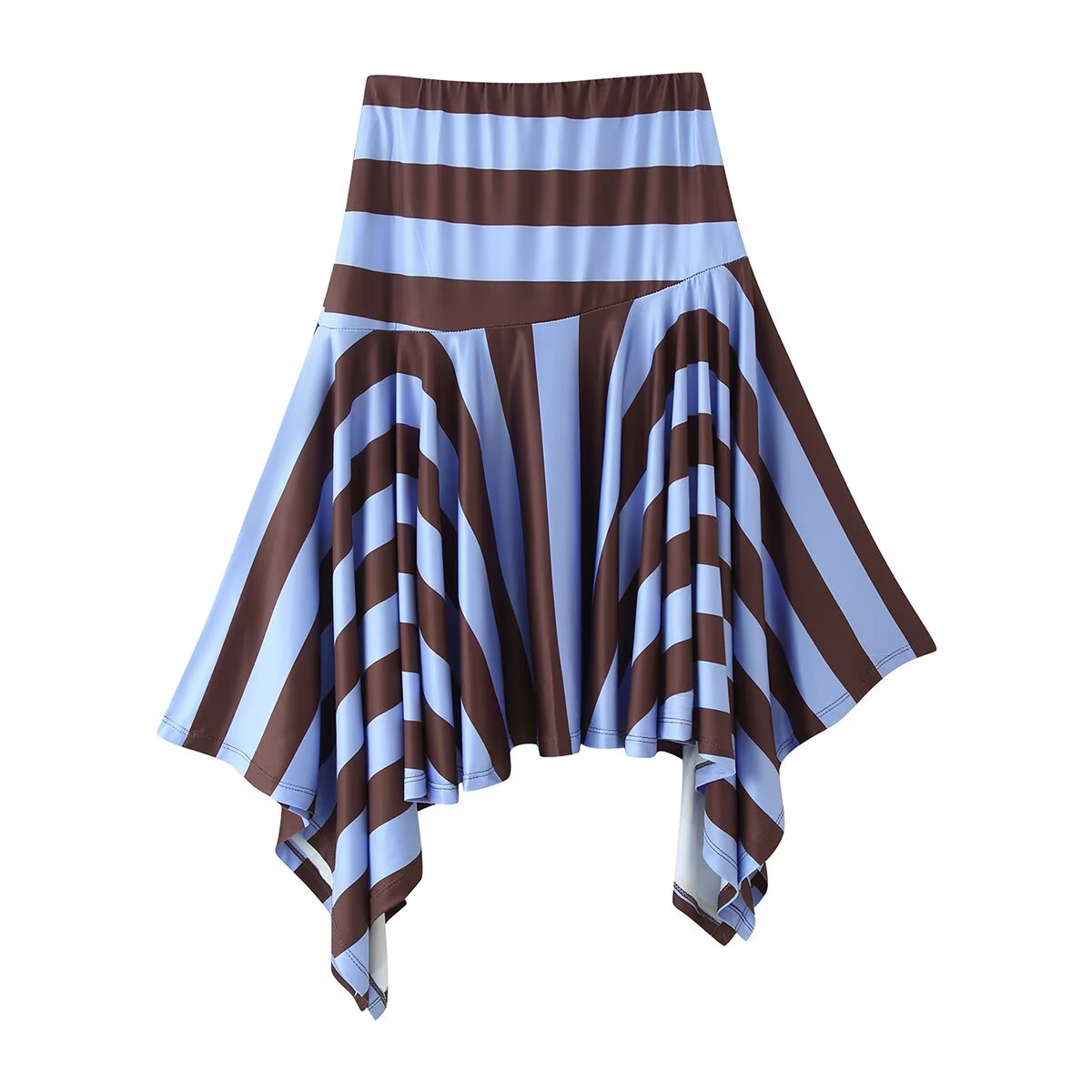 Women Clothing Western Striped Asymmetric Skirt