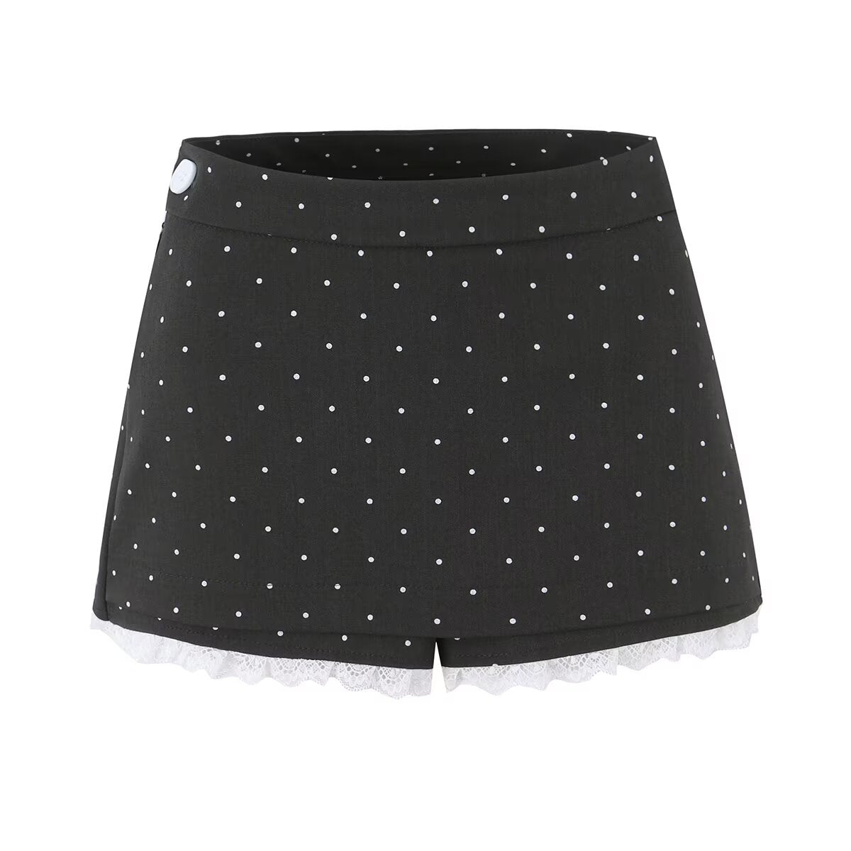 Sexy Lace Stitching Polka Dot Skirt Women Summer Anti Exposure Slimming False Two Piece Sheath Short Skirt