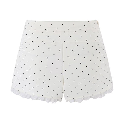 Sexy Lace Stitching Polka Dot Skirt Women Summer Anti Exposure Slimming False Two Piece Sheath Short Skirt