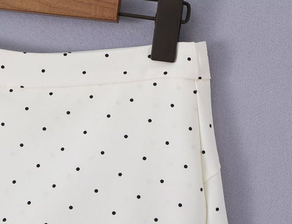 Sexy Lace Stitching Polka Dot Skirt Women Summer Anti Exposure Slimming False Two Piece Sheath Short Skirt