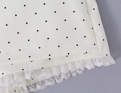 Sexy Lace Stitching Polka Dot Skirt Women Summer Anti Exposure Slimming False Two Piece Sheath Short Skirt