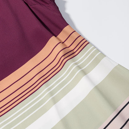 Women Clothing Summer Retro Contrast Color Backless Sexy Stripes Strap Dress