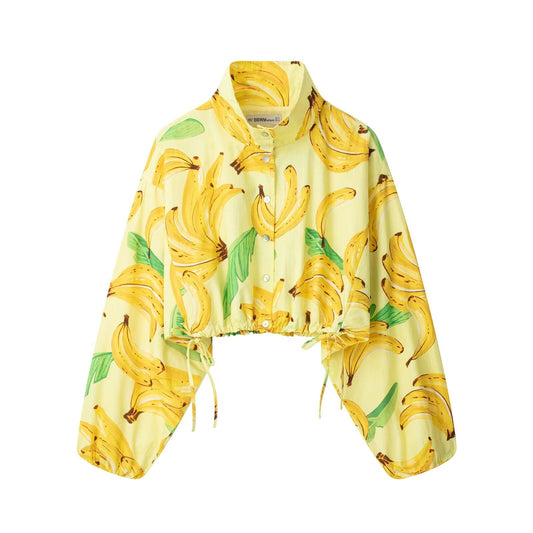 Summer Women Clothing Fruit Printed Short Coat Pants Two Piece Sets