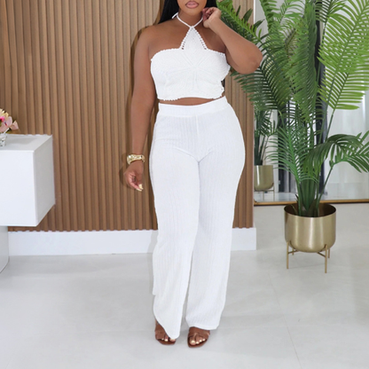 Women Clothing Two Piece Sets Pants Women Clothing Solid Color Trousers Camisole Two Piece Sets