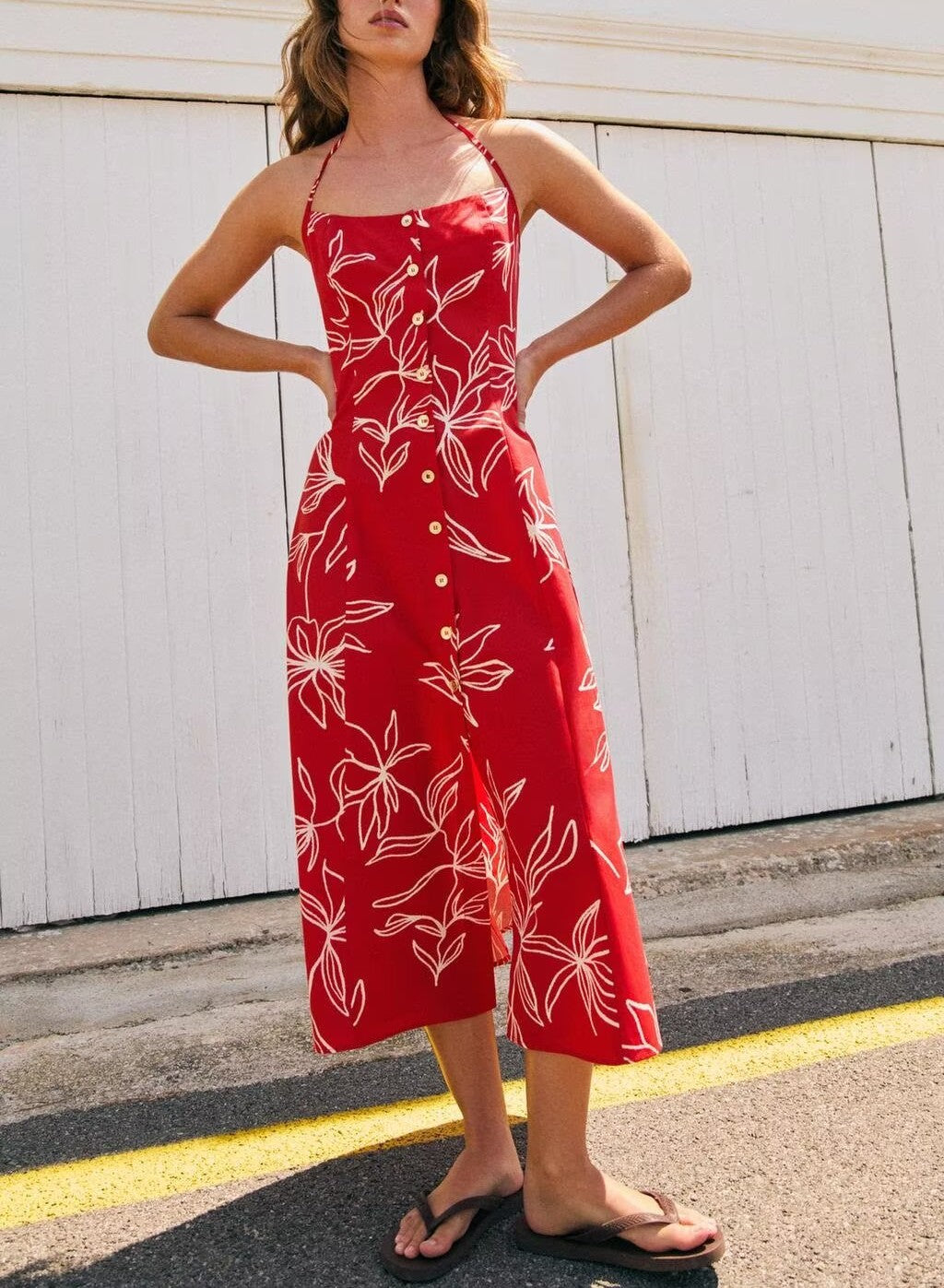 Women Clothing Western Printed Poplin Midi Dress