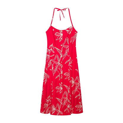 Women Clothing Western Printed Poplin Midi Dress