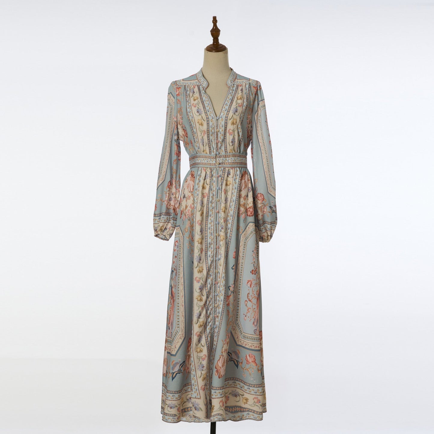 Women Summer Retro Print Shirt Dress