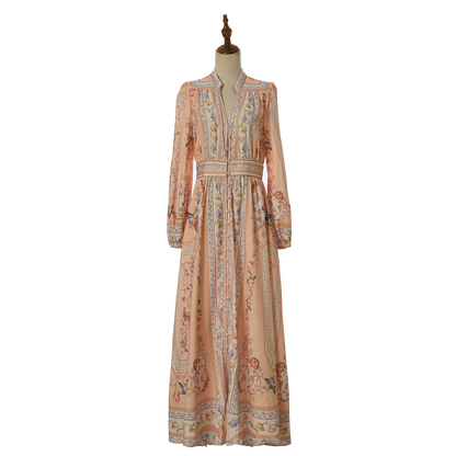 Women Summer Retro Print Shirt Dress