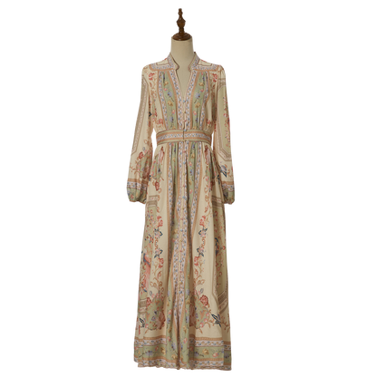 Women Summer Retro Print Shirt Dress