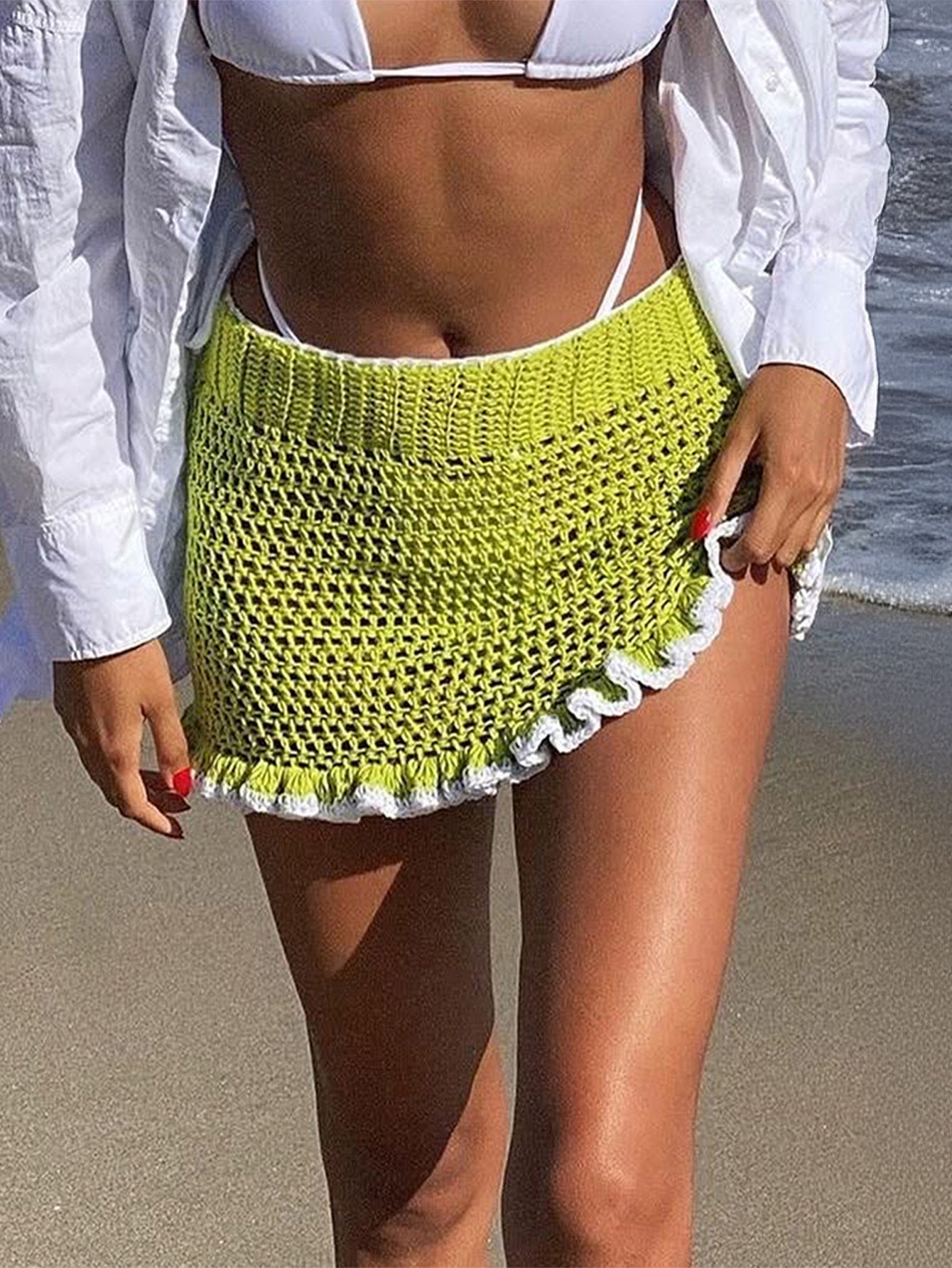 Women Clothing Casual Vacation Woolen Lace Skirt Short Skirt Spring Summer