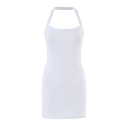 Casual Five Color Halter Backless Skinny Sheath Dress
