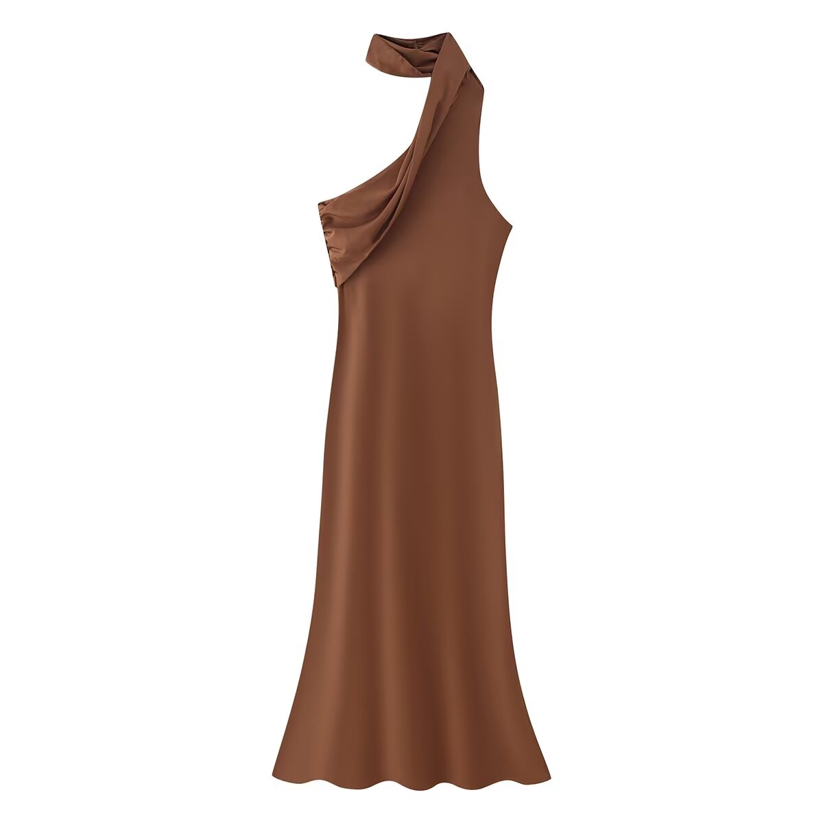 Women Clothing Asymmetric Scarf with Sexy Slim Fit Midi Skirt Long Dress