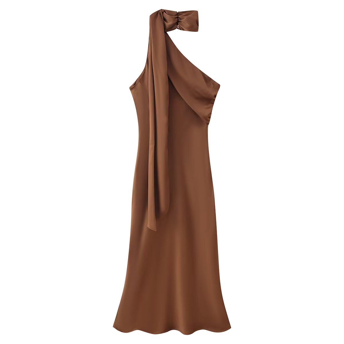 Women Clothing Asymmetric Scarf with Sexy Slim Fit Midi Skirt Long Dress