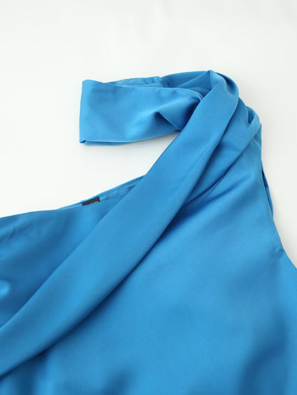 Women Clothing Asymmetric Scarf with Sexy Slim Fit Midi Skirt Long Dress