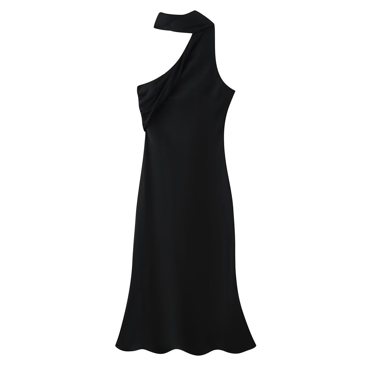 Women Clothing Asymmetric Scarf with Sexy Slim Fit Midi Skirt Long Dress