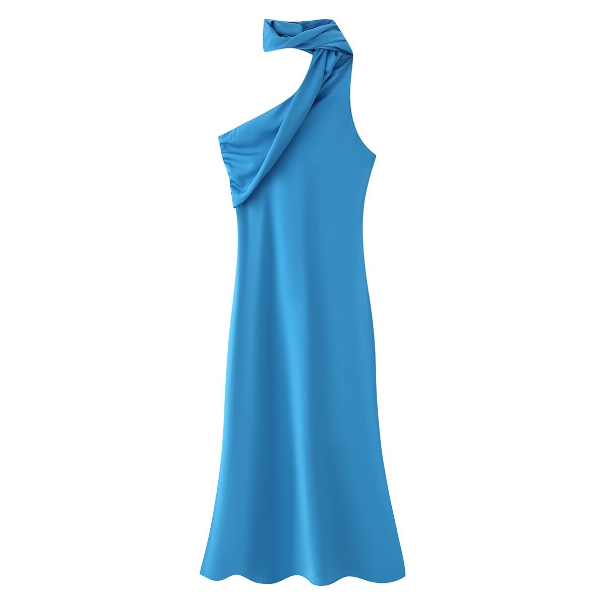 Women Clothing Asymmetric Scarf with Sexy Slim Fit Midi Skirt Long Dress