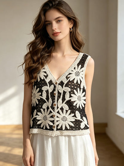 Women Summer Embroidered Sleeveless Multi Color Vest
