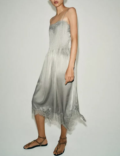 Summer Lace Midi Dress Strap Dress