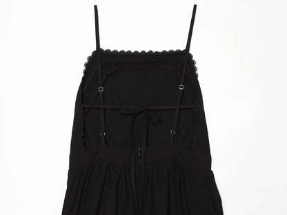 Women Hollow Out Cutout Embroidered Midi Strap Dress