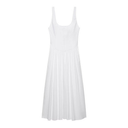 Women Clothing Summer Casual round Neck Sleeveless Strap Maxi Dress