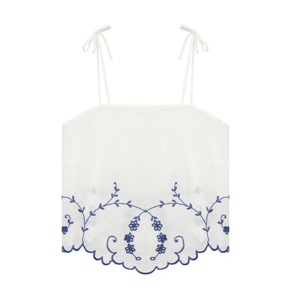 Summer Blended Embroidered Top Casual Shorts Sets