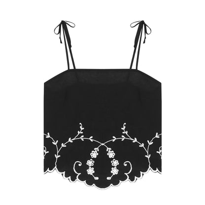 Summer Blended Embroidered Top Casual Shorts Sets
