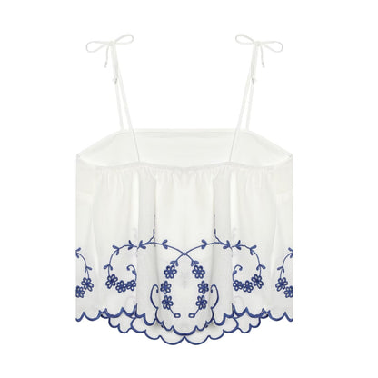 Summer Blended Embroidered Top Casual Shorts Sets