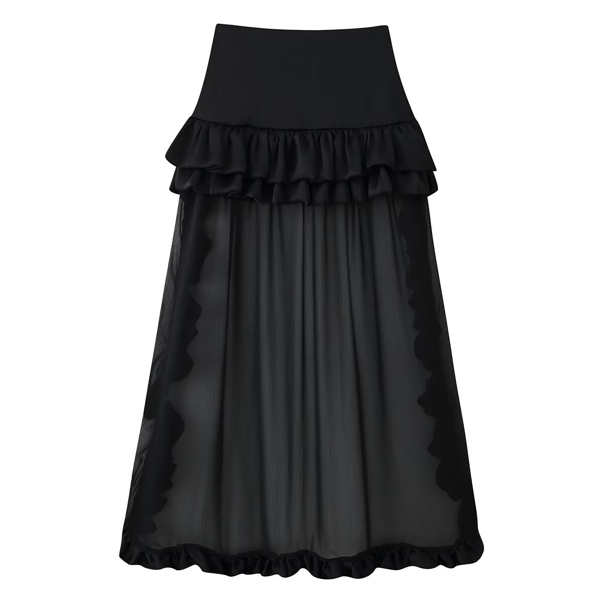 Women Clothing Summer Multi Layer Ruffled Long Trailing Skirt
