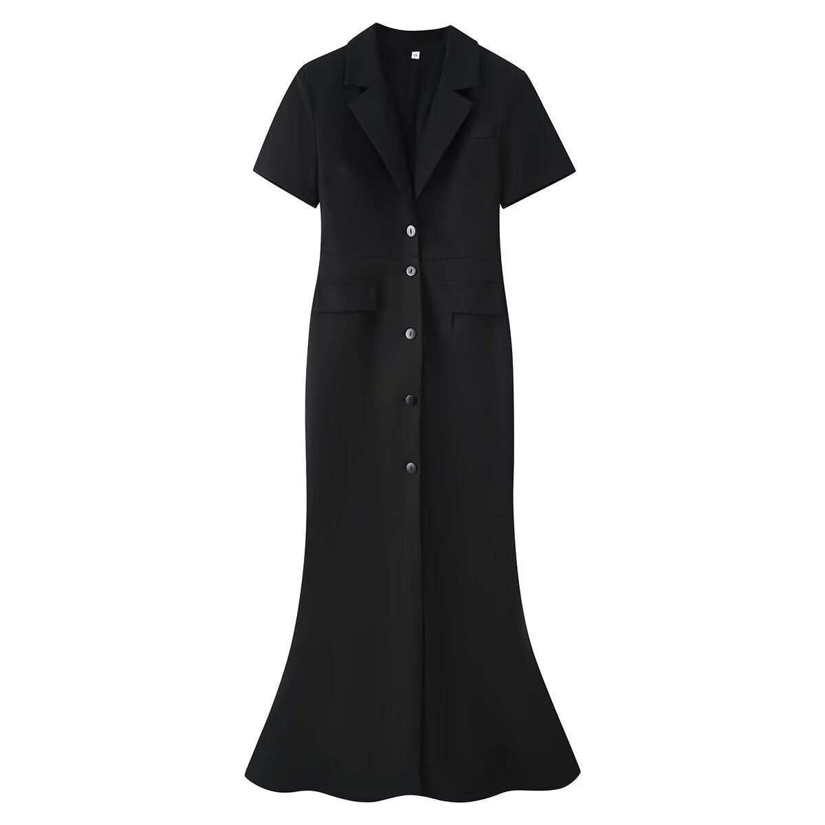 Women Clothing Summer Elegant Collared Single Breasted Slim Dress