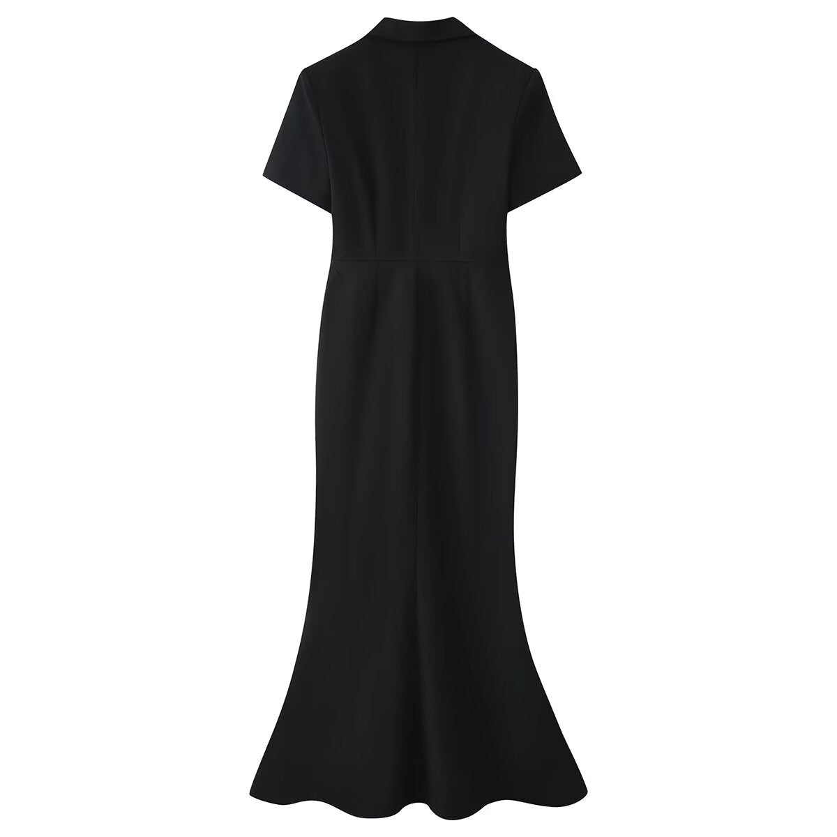 Women Clothing Summer Elegant Collared Single Breasted Slim Dress