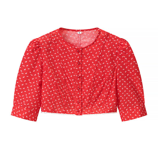 Women Retro Printed Crew neck Short Top Flounced Skirt Set