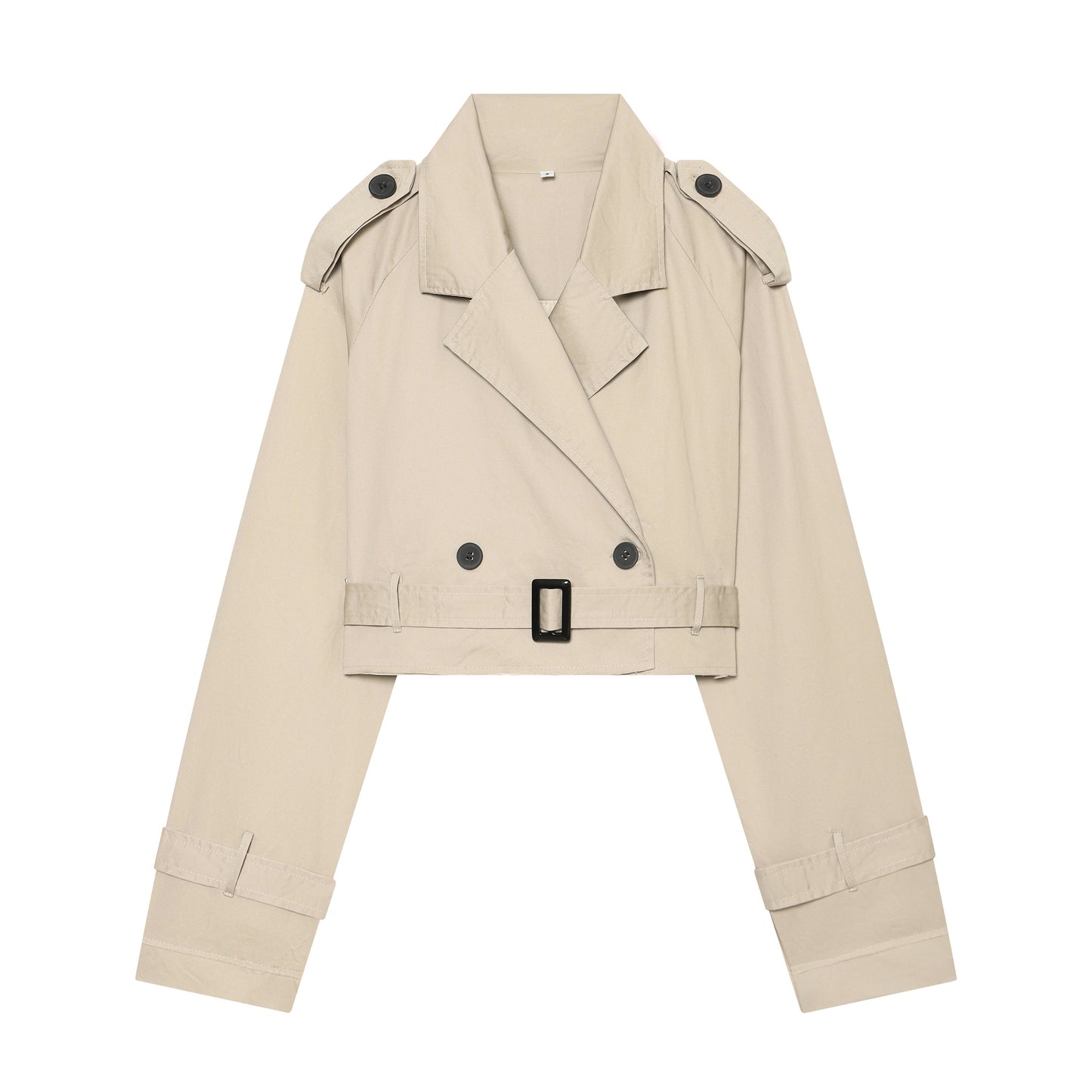 Summer Women Clothes Office Belt Collared Long Sleeve Short Trench Coat