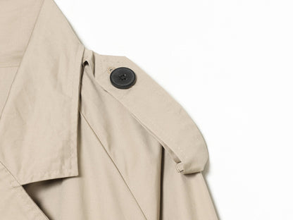 Summer Women Clothes Office Belt Collared Long Sleeve Short Trench Coat