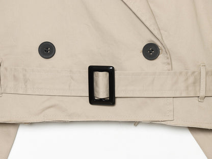 Summer Women Clothes Office Belt Collared Long Sleeve Short Trench Coat