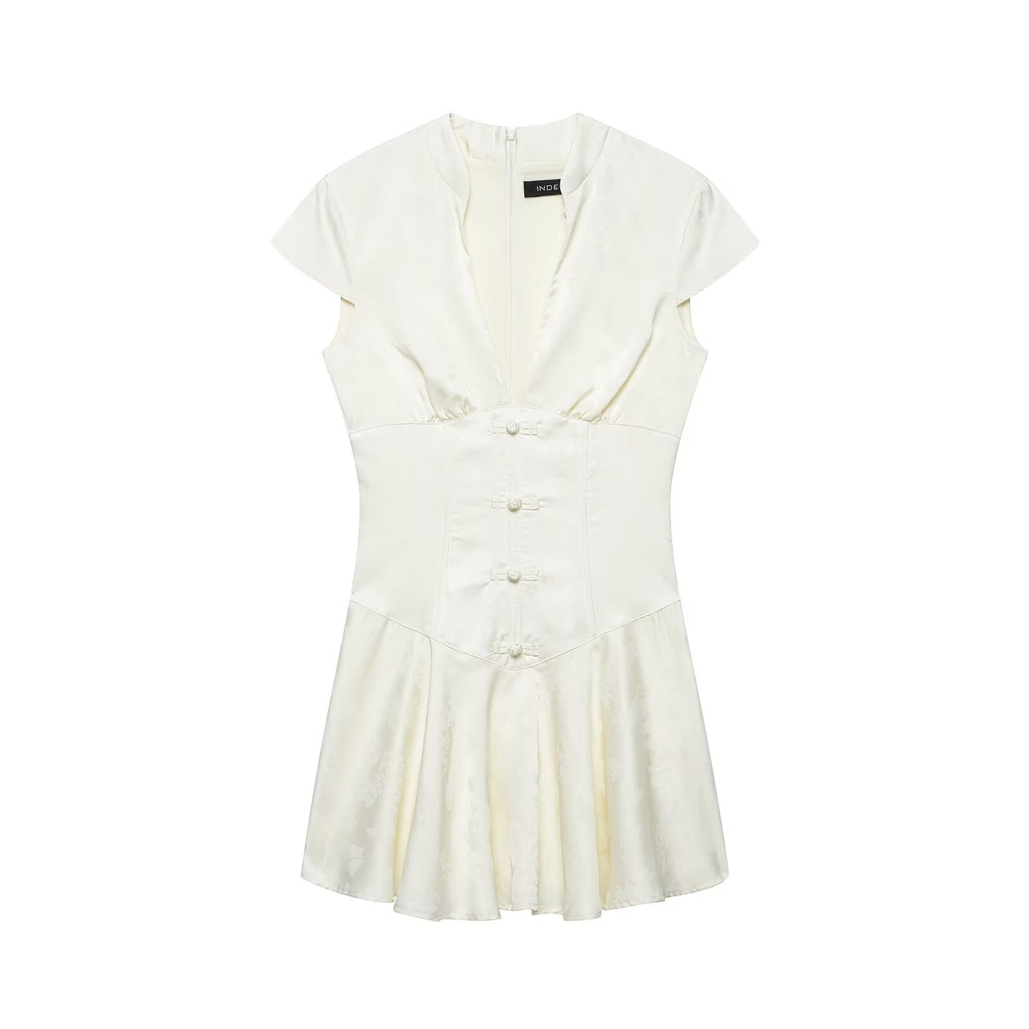 Women Clothing Western Jacquard Silk Satin Texture Mini Dress