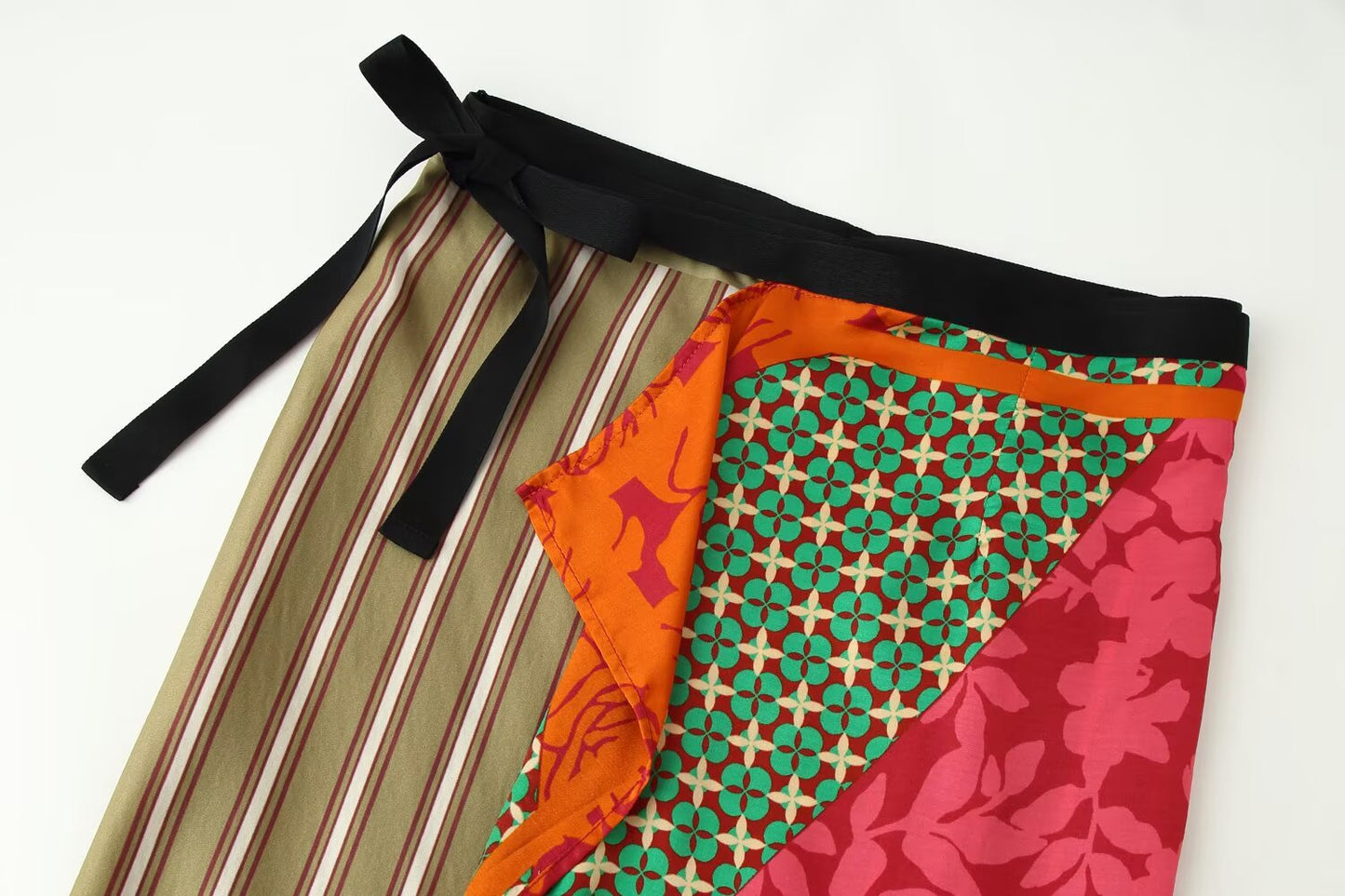 Women Clothing Summer All Match Printed Wrapping Towel Bowknot Decoration Skirt