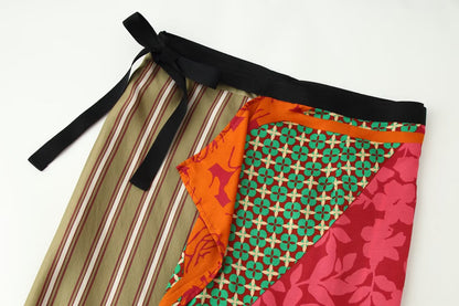 Women Clothing Summer All Match Printed Wrapping Towel Bowknot Decoration Skirt