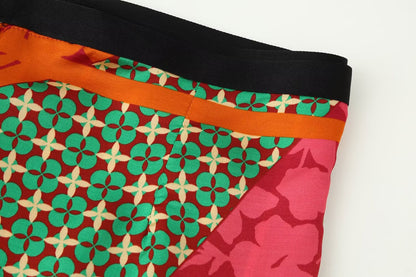 Women Clothing Summer All Match Printed Wrapping Towel Bowknot Decoration Skirt