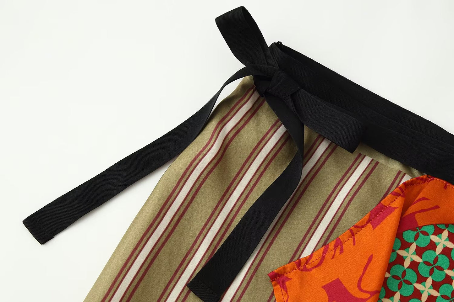 Women Clothing Summer All Match Printed Wrapping Towel Bowknot Decoration Skirt