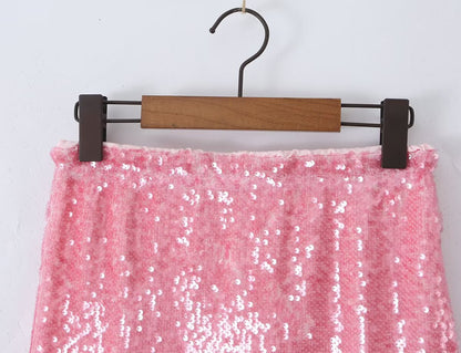 Women Clothing Fashionable All Match Sequined Mini Skirt (with Pantskirt ide)