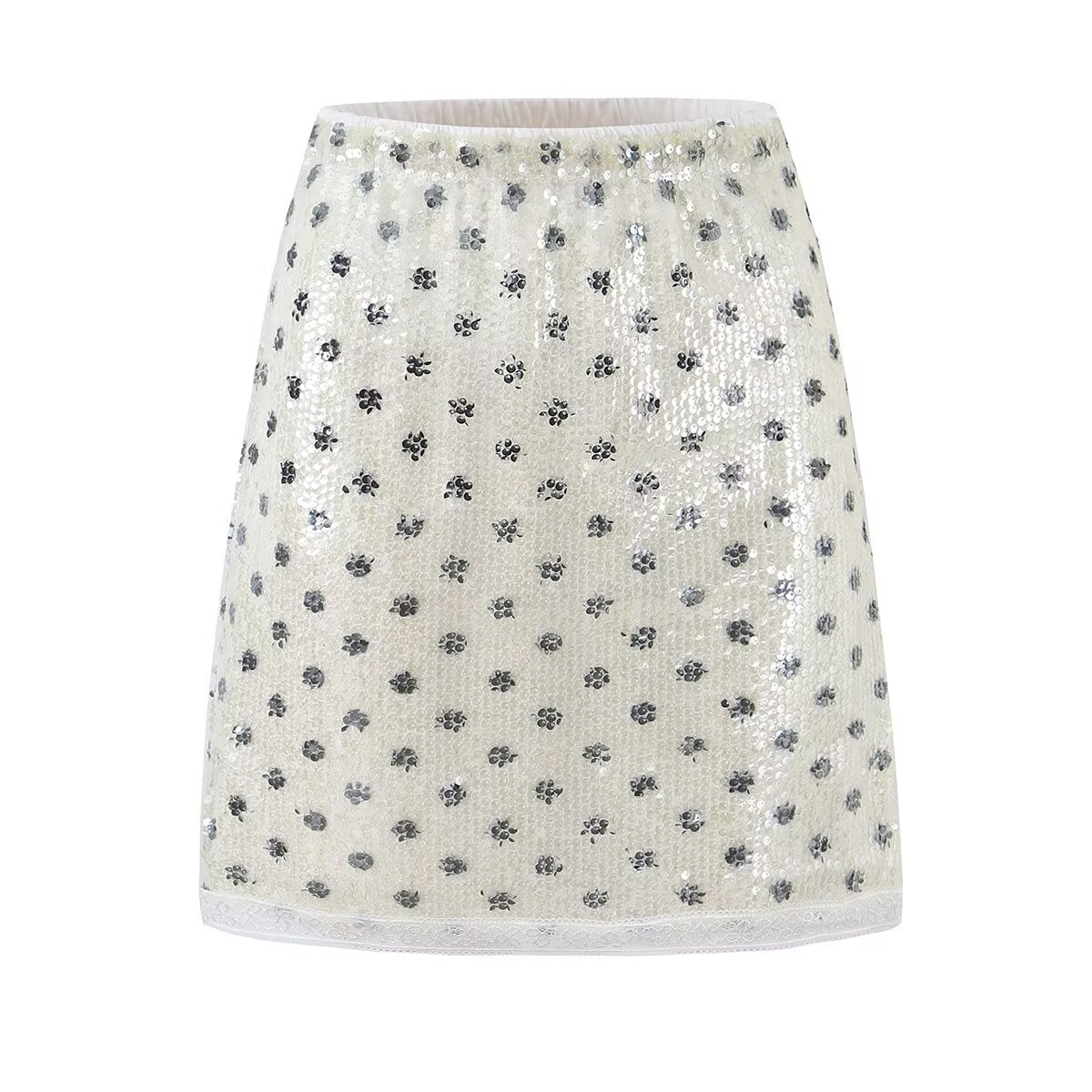 High Waist Sequined Polka Dot Skirt Women Summer Slimming Atmosphere All Match Sexy Midi Skirt