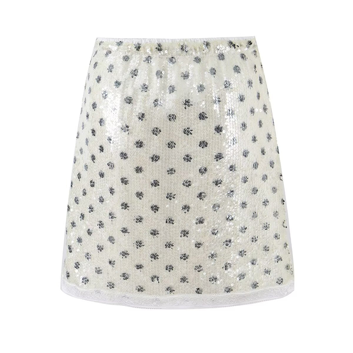 High Waist Sequined Polka Dot Skirt Women Summer Slimming Atmosphere All Match Sexy Midi Skirt