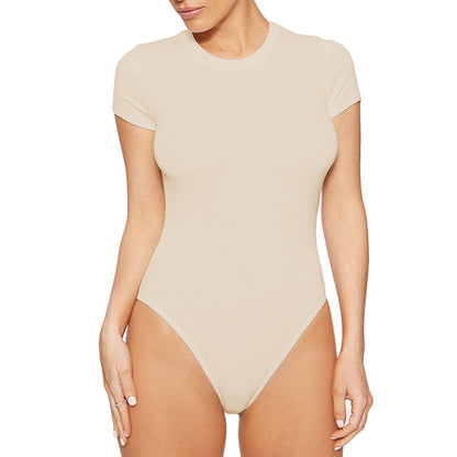 Summer Casual Women Clothing Short-Sleeved Bodysuit Tight Bodysuit Bodysuit