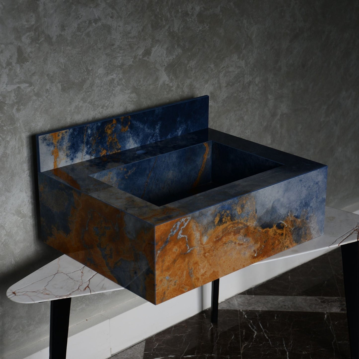 Ocean Blue Handcrafted Engineered Stone Sink - Italian Design