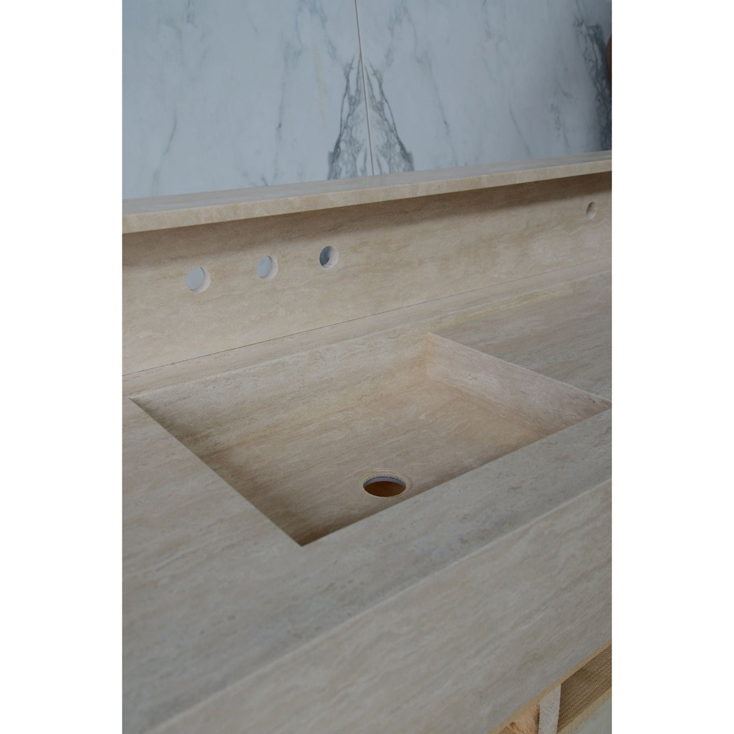 Travertine Double Sink - Handcrafted Custom Artisanal Stone Resort Luxury Bath
